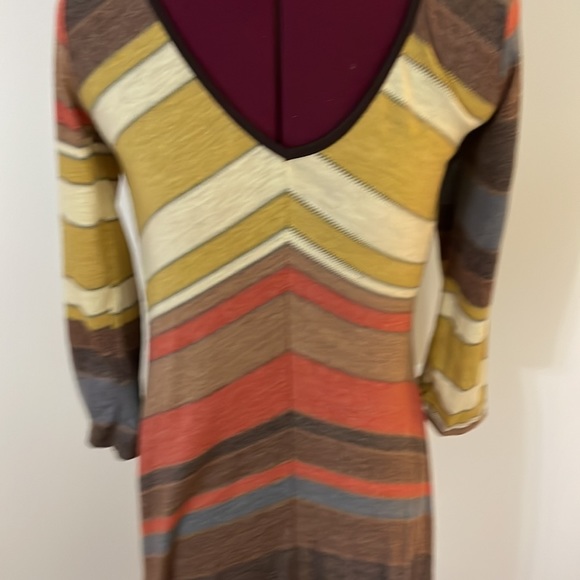 Vintage 70’s style fall chevron soft lightweight disco Bodycon dress small - Picture 6 of 12